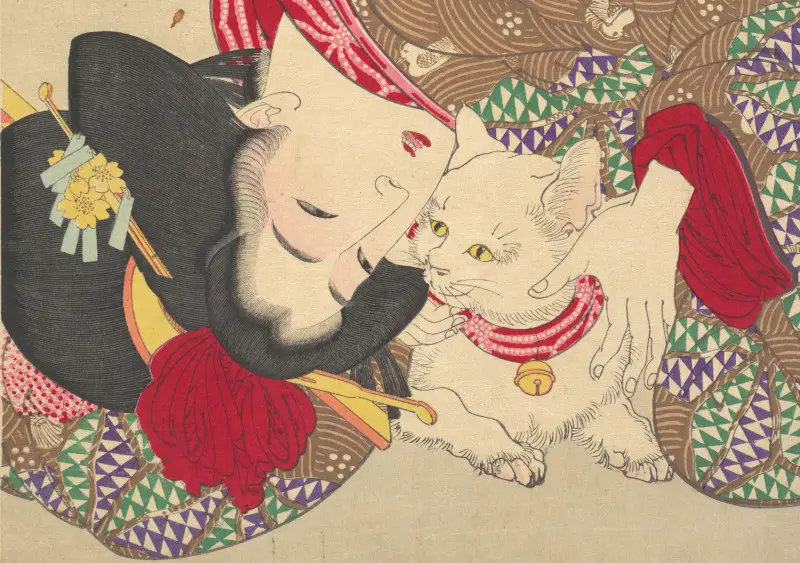 Japanese Print with Cat